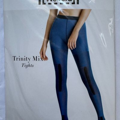 NIB Wolford Trinity Mix Tights - Ash/Black - Size: Large